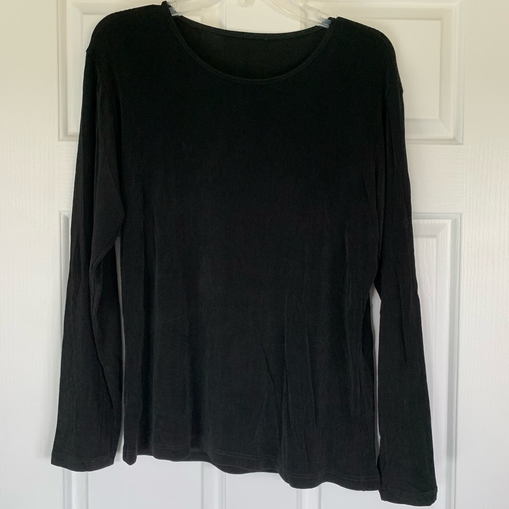 Flax long sleeve black top size Large